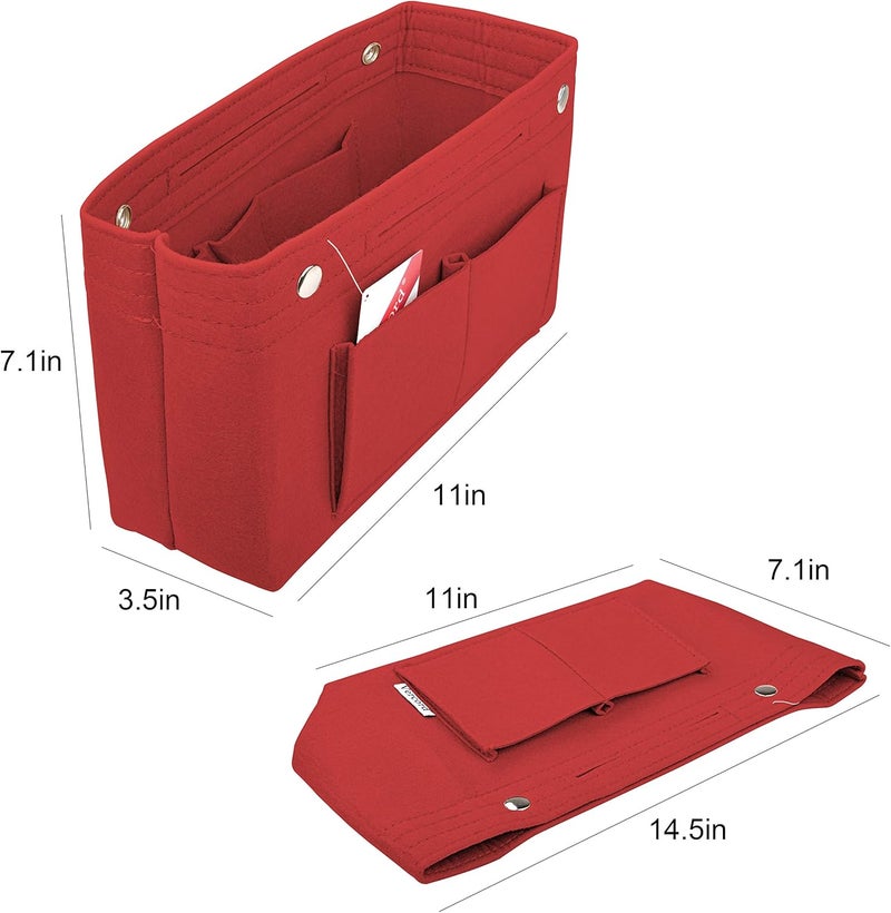 Vercord Felt Purse Tote Organizer Insert Divider Inside Handbag for Women Medium Burgundy - Image 5